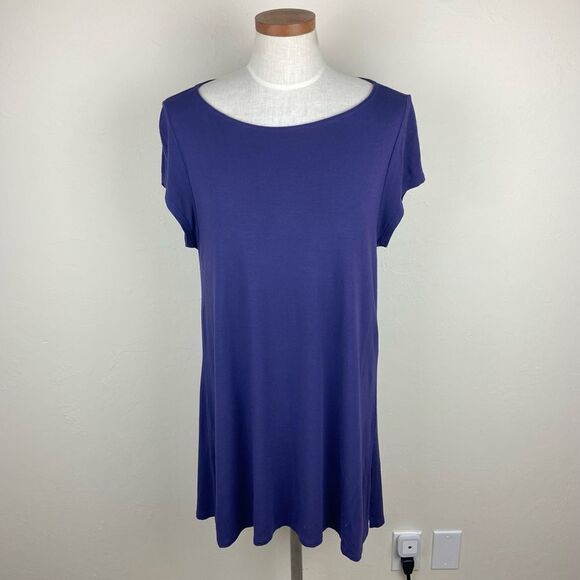 eileen fisher blue violet dress Mixed Textured Merino Dress – Eileen Fisher Renew main image 0